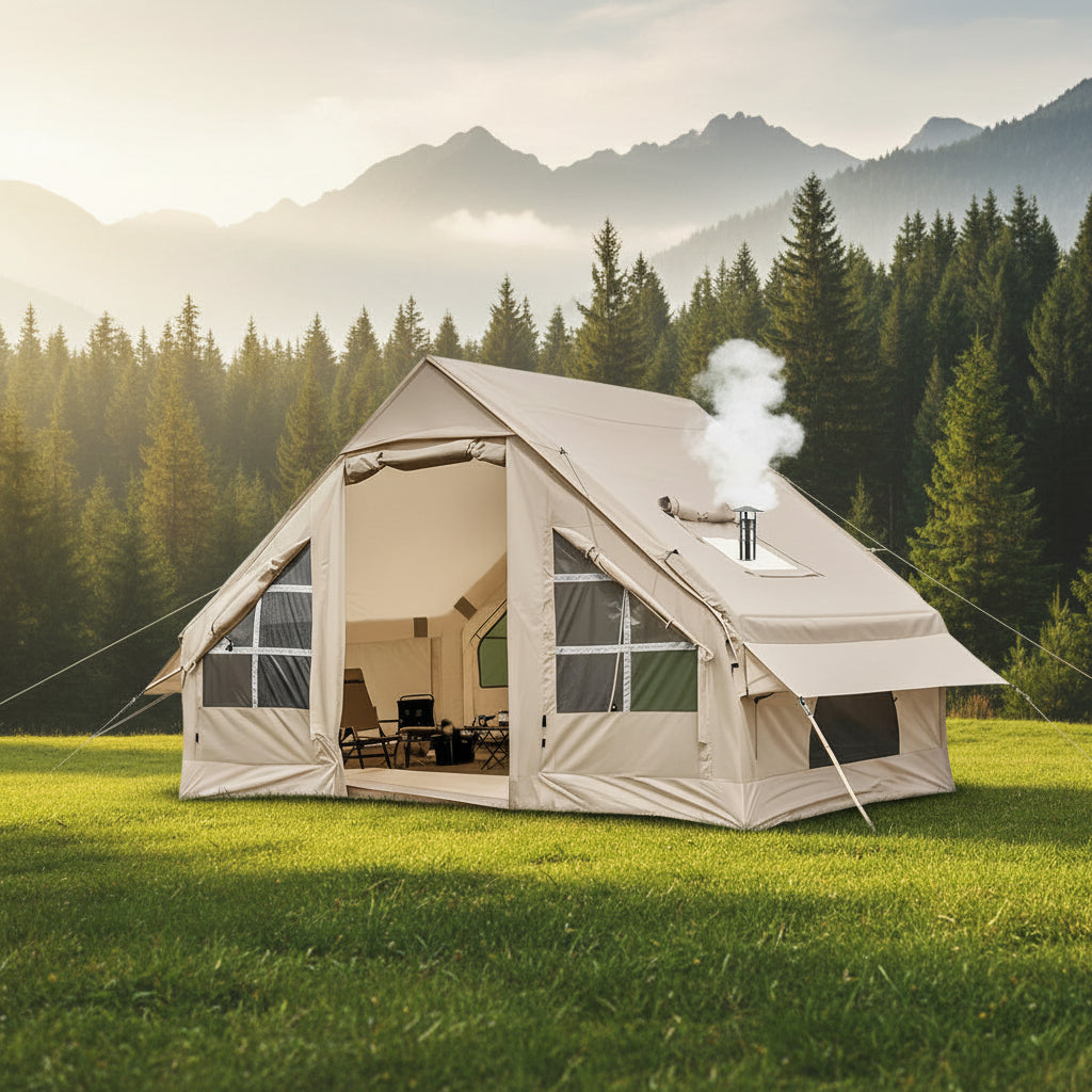 Inflatable Camping Tent,2/4/6/8/10 Person Glamping Inflatable Tents, Quick Setup Blow up Tents with Pump, Waterproof Inflatable Tent for Camping, Air Glamping Tents for Adult