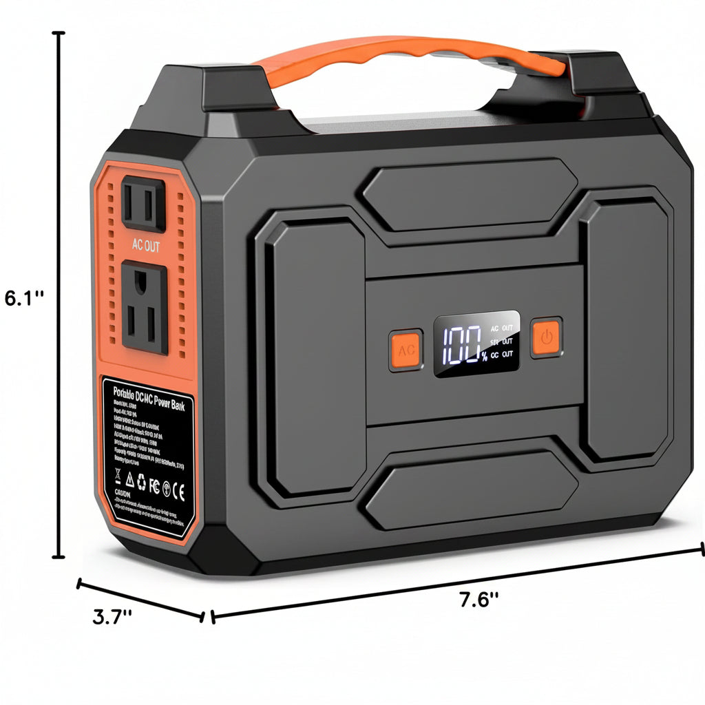 Portable Power Station, 146Wh 100W Solar Powered Power Bank with AC Outlet