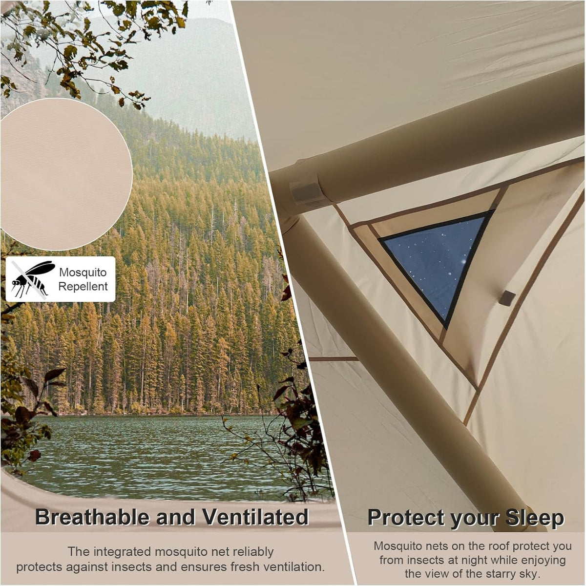 Inflatable Camping Tent,2-4 Persons Easy Setup Blow up Tents for 4 Seasons Waterproof Inflatable Tent for Camping,Air Tent with Mesh Windows/Doors