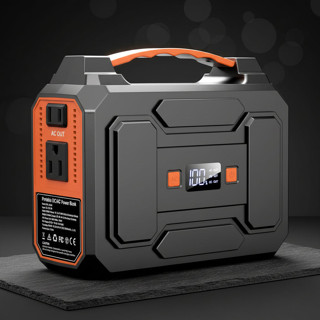 Portable Power Station, 146Wh 100W Solar Powered Power Bank with AC Outlet