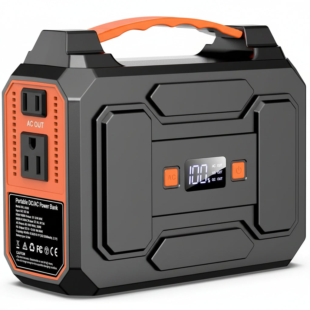 Portable Power Station, 146Wh 100W Solar Powered Power Bank with AC Outlet