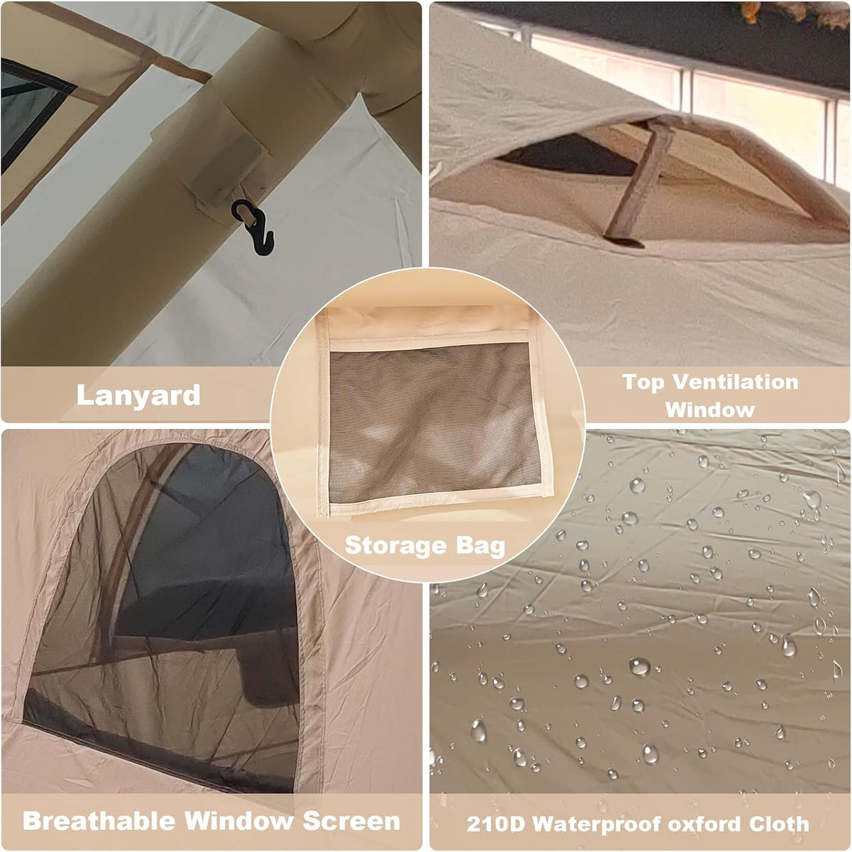 Inflatable Camping Tent,2-4 Persons Easy Setup Blow up Tents for 4 Seasons Waterproof Inflatable Tent for Camping,Air Tent with Mesh Windows/Doors
