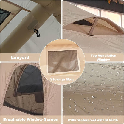 Inflatable Camping Tent,2-4 Persons Easy Setup Blow up Tents for 4 Seasons Waterproof Inflatable Tent for Camping,Air Tent with Mesh Windows/Doors