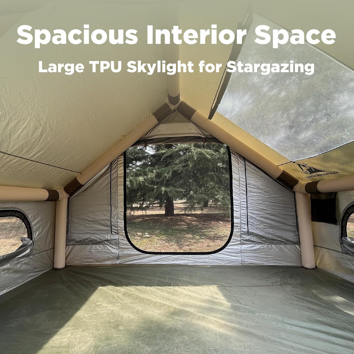 Inflatable Tent for Camping, Quick Setup Blow up Tents with Pump, Waterproof Oxford 4 Season Air Tent with Skylight, Large Glamping Tent for 2/4/6/8/12 Person