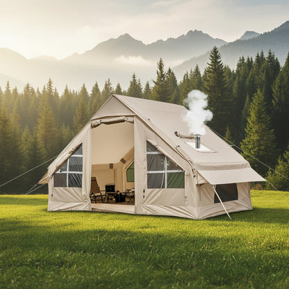 Inflatable Camping Tent,2/4/6/8/10 Person Glamping Inflatable Tents, Quick Setup Blow up Tents with Pump, Waterproof Inflatable Tent for Camping, Air Glamping Tents for Adult