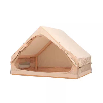 6.6 Ft. X 9.8 Ft. Khaki Inflatable Tent with Pump, Glamping Tents with 12 Mesh Window for 4-6 Person, Easy Setup