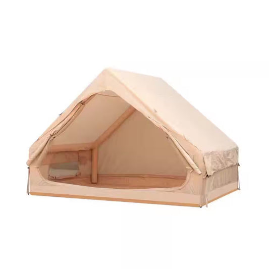 6.6 Ft. X 9.8 Ft. Khaki Inflatable Tent with Pump, Glamping Tents with 12 Mesh Window for 4-6 Person, Easy Setup