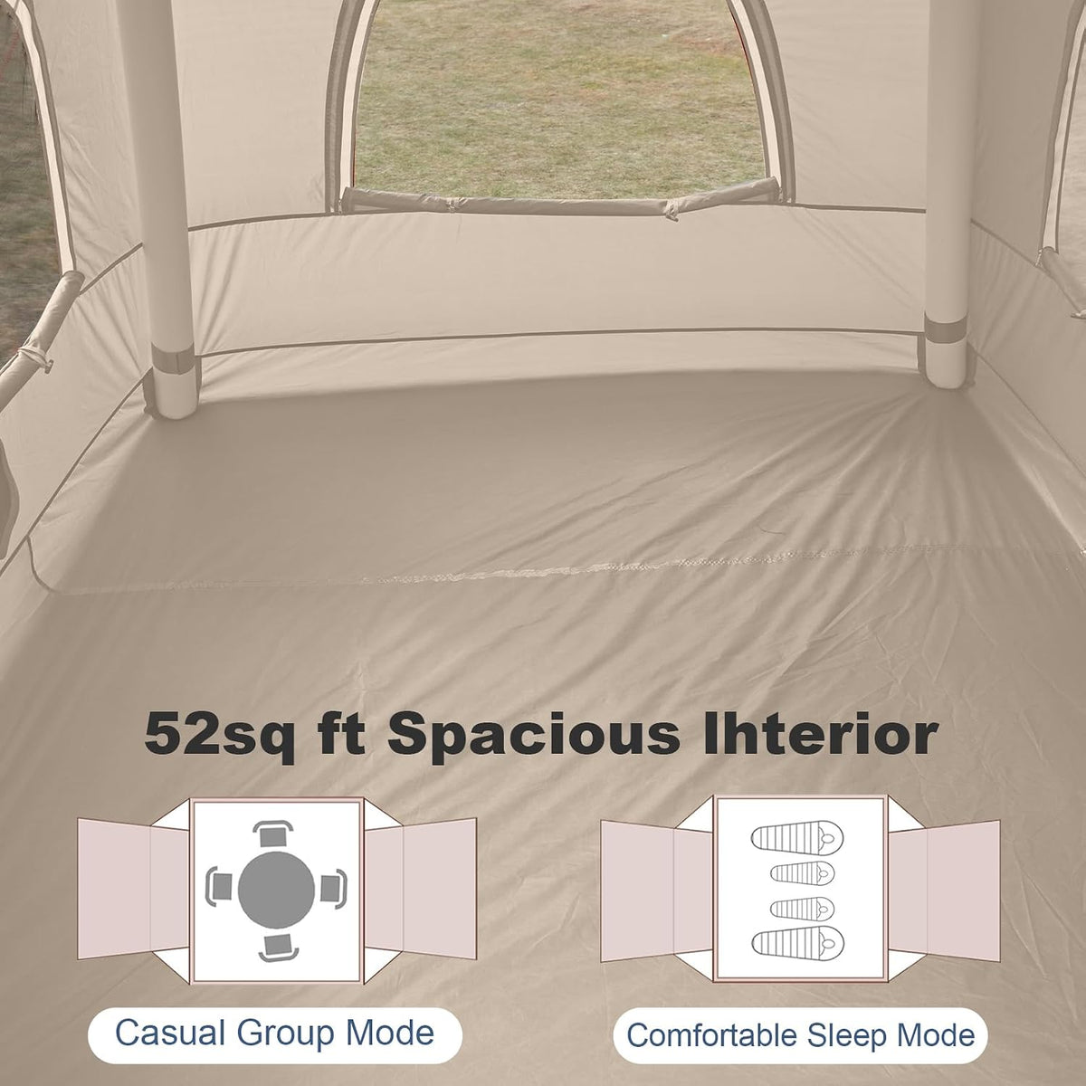 Inflatable Camping Tent,2-4 Persons Easy Setup Blow up Tents for 4 Seasons Waterproof Inflatable Tent for Camping,Air Tent with Mesh Windows/Doors